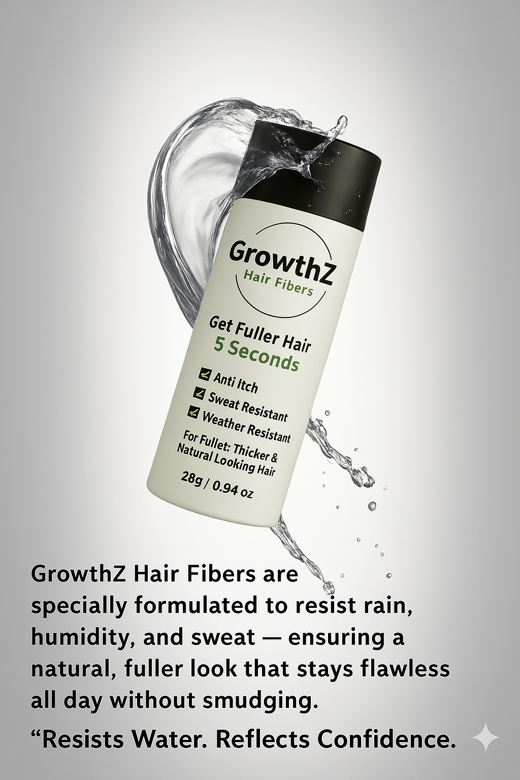 GrowthZ Professional Hair Thickening Fibers - Natural Keratin Fiber Powder to Conceal Hair Loss | Weather-Resistant, Anti-Itch Formula for Men & Women (56g - Pack of 2) Dark Brown