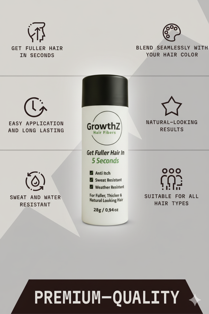 GrowthZ Professional Hair Thickening Fibers - Natural Keratin Fiber Powder to Conceal Hair Loss | Weather-Resistant, Anti-Itch Formula for Men & Women (56g - Pack of 2) Dark Brown