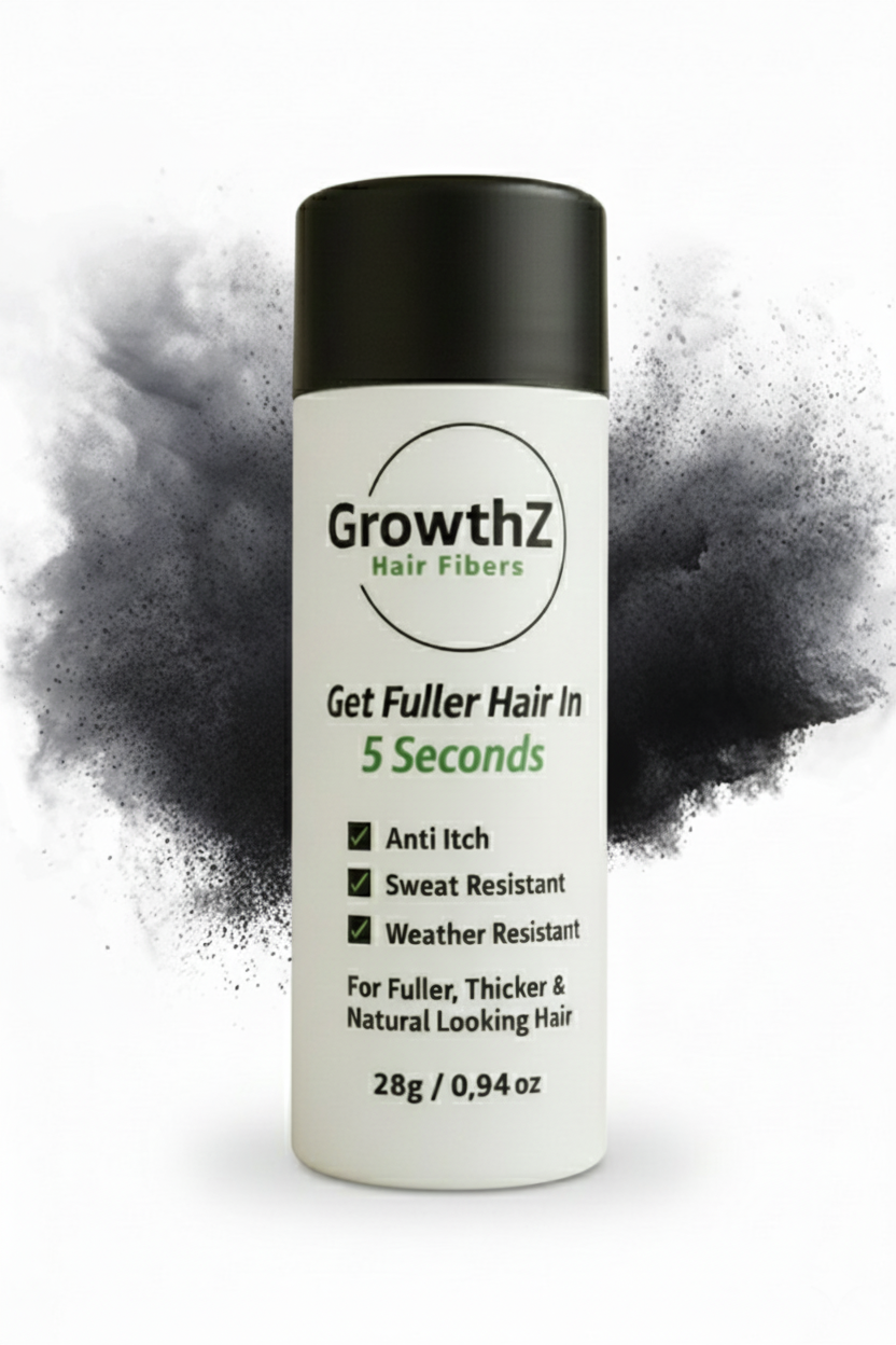 Growthz Hair Building Fibers 28g - Instant Thickening for Thinning Hair - Natural Look for Men & Women - Conceals Bald Spots & Hair Loss - Long Lasting & Sweat Resistant