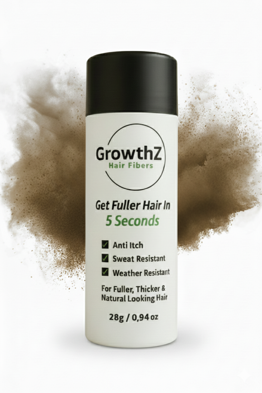 Growthz Hair Building Fibers 28g - Instant Thickening for Thinning Hair - Natural Look for Men & Women - Conceals Bald Spots & Hair Loss - Long Lasting & Sweat Resistant
