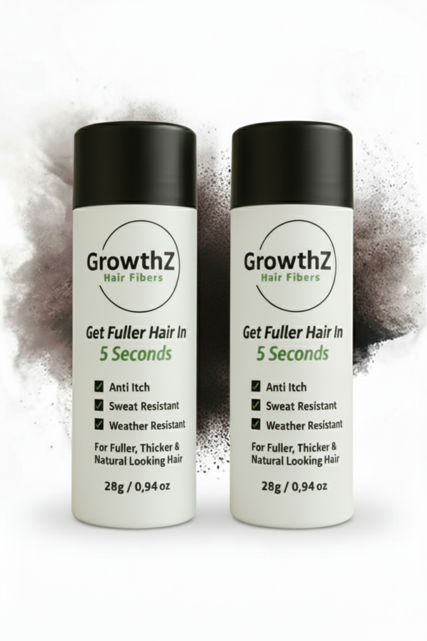GrowthZ Professional Hair Thickening Fibers - Natural Keratin Fiber Powder to Conceal Hair Loss | Weather-Resistant, Anti-Itch Formula for Men & Women (56g - Pack of 2) Dark Brown