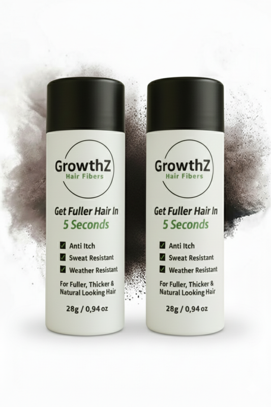 GrowthZ Professional Hair Thickening Fibers - Natural Keratin Fiber Powder to Conceal Hair Loss | Weather-Resistant, Anti-Itch Formula for Men & Women (56g - Pack of 2) Dark Brown