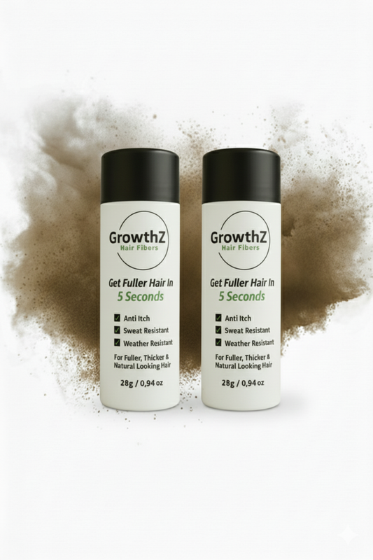 GrowthZ Professional Hair Thickening Fibers - Natural Keratin Fiber Powder to Conceal Hair Loss | Weather-Resistant, Anti-Itch Formula for Men & Women (56g - Pack of 2) Medium Brown