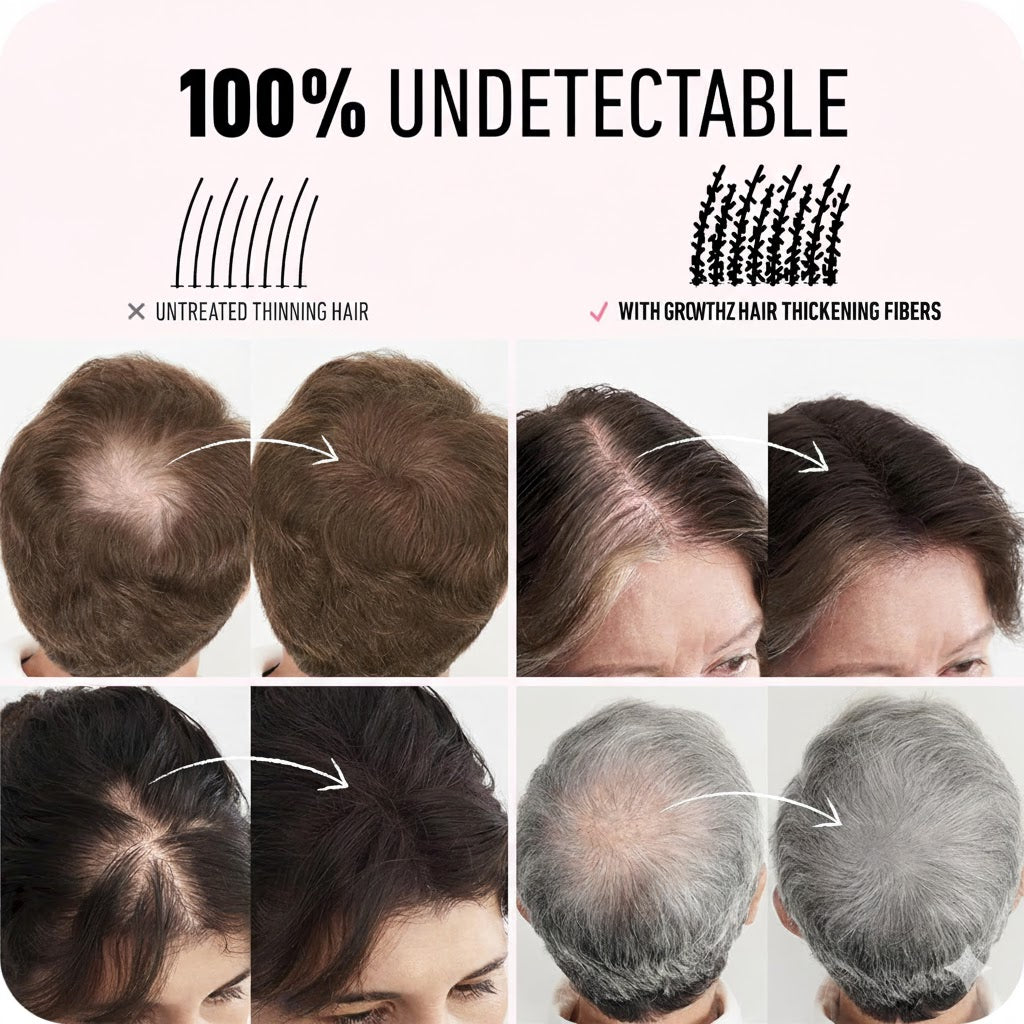 GrowthZ Professional Hair Thickening Fibers - Natural Keratin Fiber Powder to Conceal Hair Loss | Weather-Resistant, Anti-Itch Formula for Men & Women (56g - Pack of 2) Dark Brown